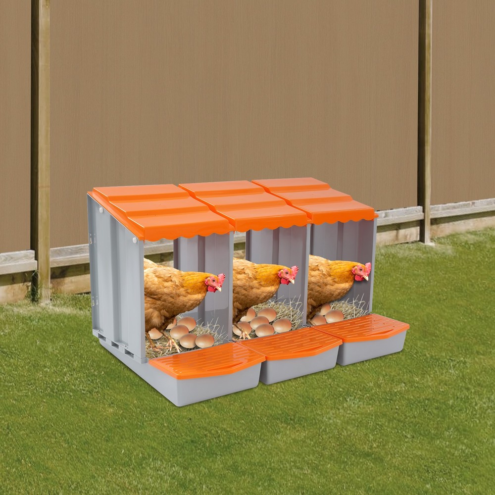 3-Compartment Modern Chicken Nesting Box Chicken Laying Box with Egg Collection
