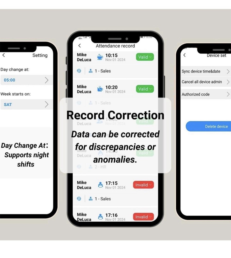 APP-Based Time Clock With 10 ID Cards Time Clock With Face,Finger,Card