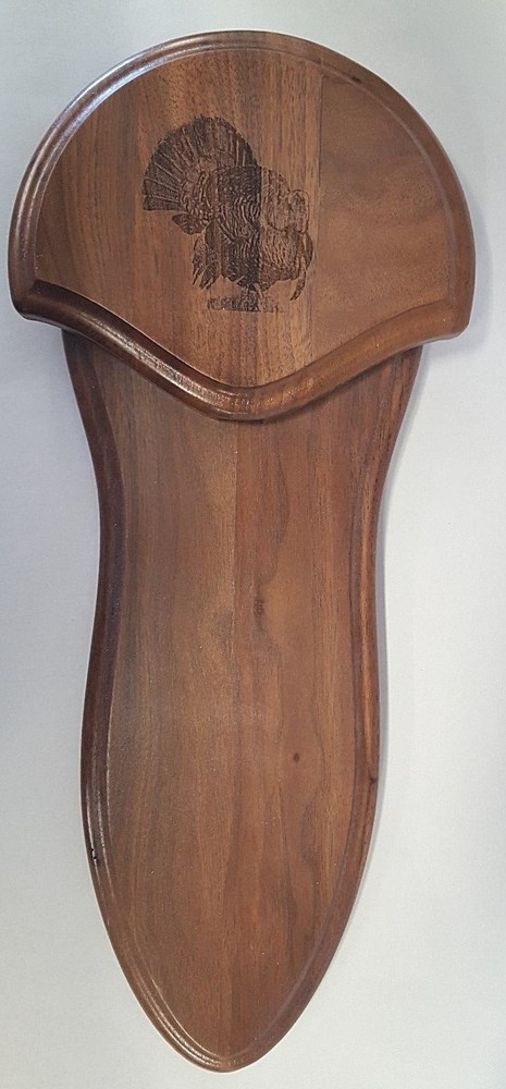 Solid Black Walnut Turkey Fan / Beard Mounting Kit -03 with Laser Turkey
