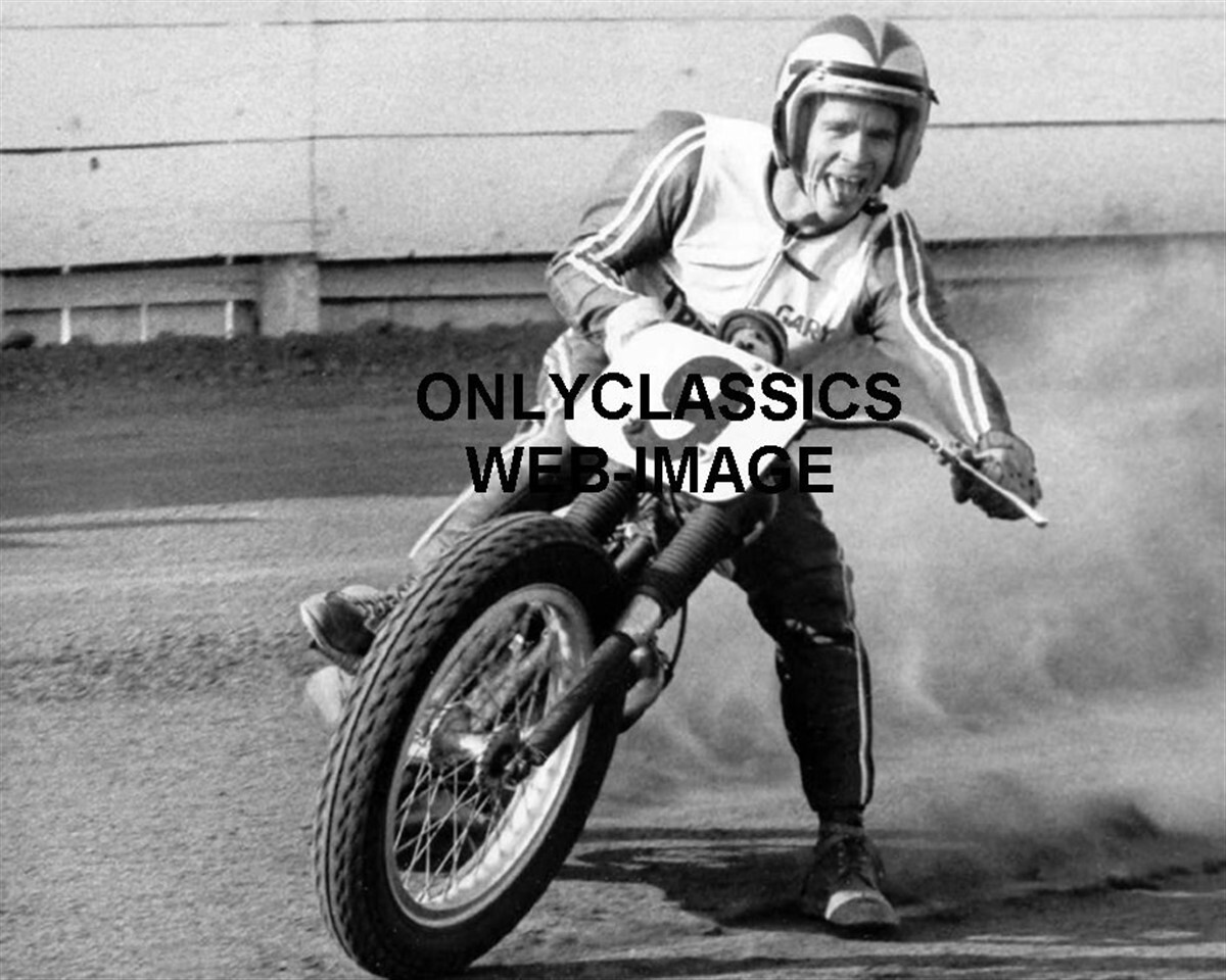 GARY NIXON "TONGUE OUT" AMA RACING MOTORCYCLE CHAMPION 8X10 PHOTO TRIUMPH RACER
