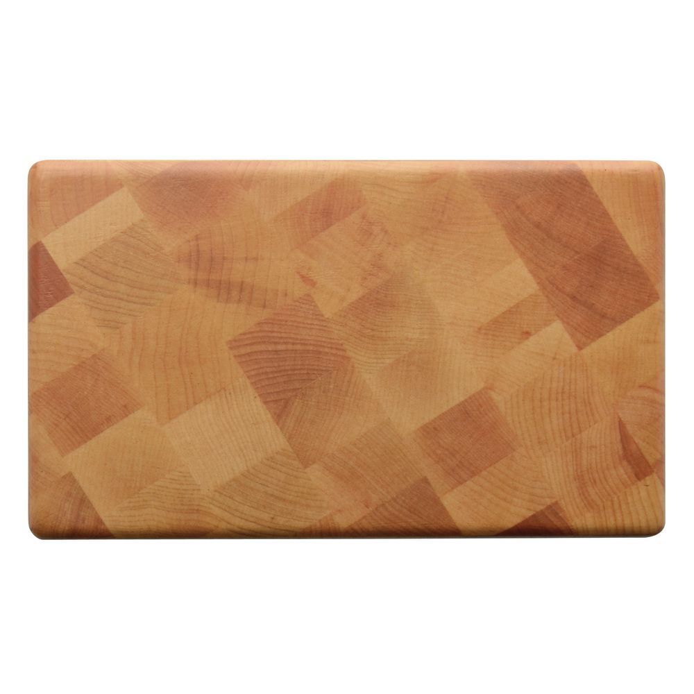 HUBERT Display Riser Butcher Block Look Rectangular Made of Melamine and Bamboo