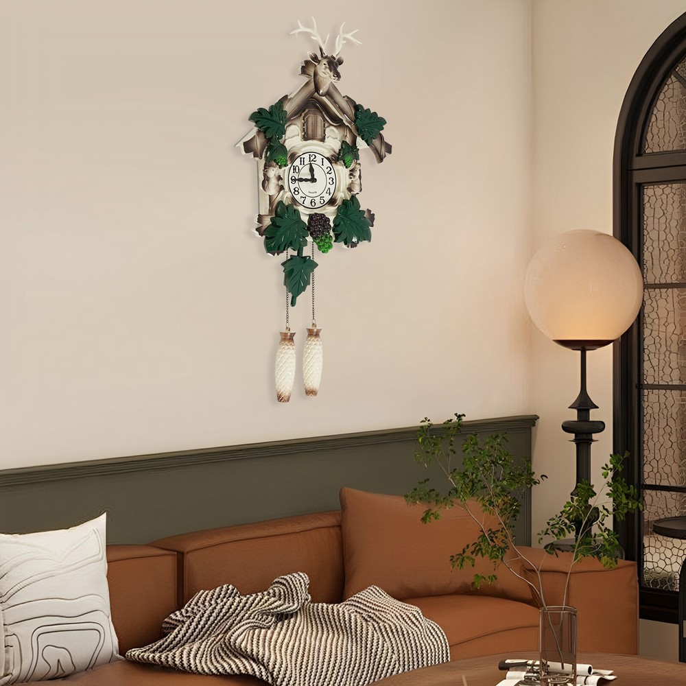 White Wall-mounted Clock Battery Powered Wall Clock Antler Shape Retrol Clock