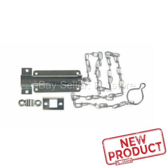 Pull Chain Bolt Latch Spring Loaded 4" Zinc Finish Barn Shed Gate Security NEW