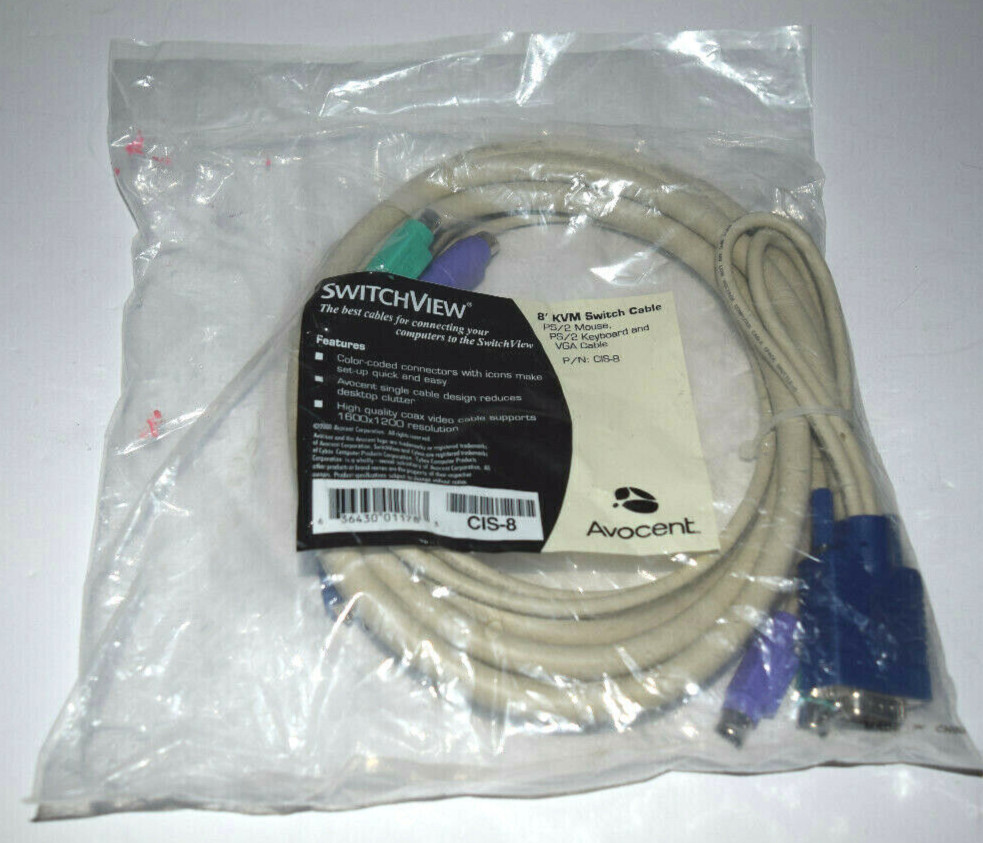 SWITCHVIEW 8' KVM SWITCH CABLE, PS/2 MOUSE,P/S/2 KEYBOARD AND VGA CABLE