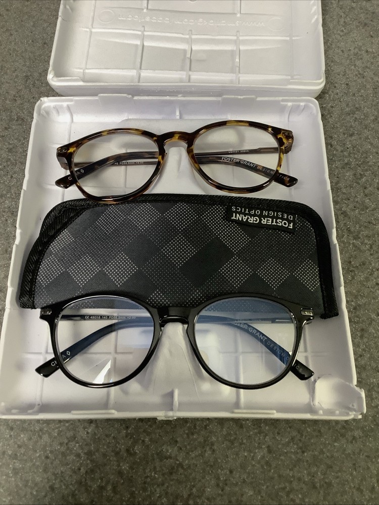 Foster Grant Design Optics Bluelight UV Reader Glasses Case +2.00 M56B