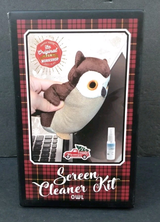 The Original Fun Workshop Owl Plush Computer / Mobile Phone Screen Cleaner Kit