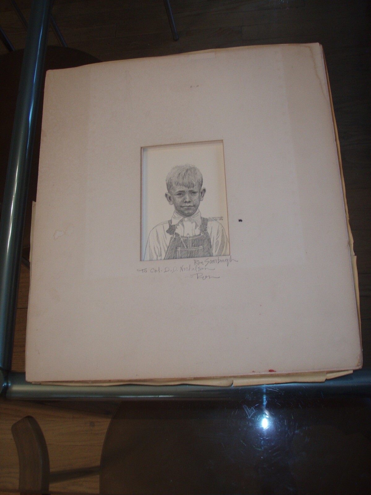 SIGNED vintage Ronald ron SCARBOUGH black american Artist Original DRAWING art