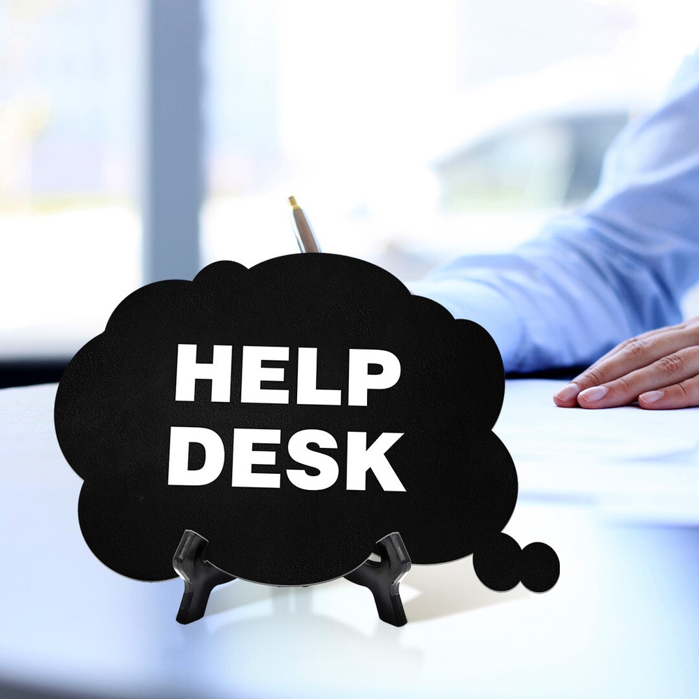 Help Desk Cloud Speech Bubble (6 x 4") Table Sign With Acrylic Easel
