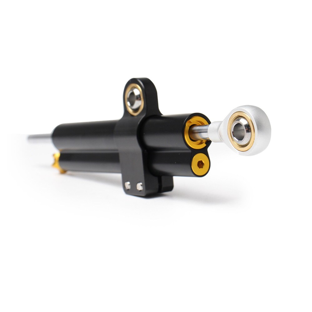 Universal Steering Damper Stabilizer Adjustable 2-tube Black Motorcycle