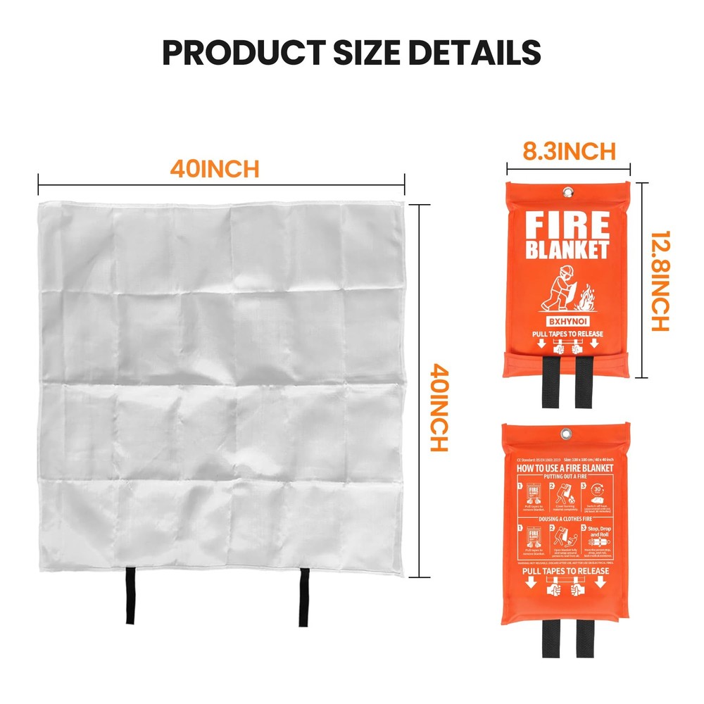Fire Blanket for Kitchen and Home - 2 Pack 40"x 40" Fire Suppression Blanket ...