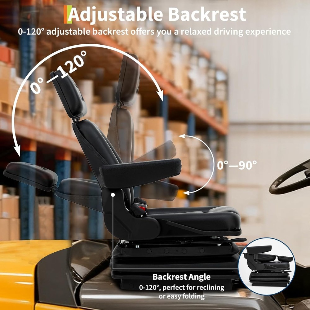 Adjustable Seat for Excavator & Skid Steer: Foldable Design with Slide Rails