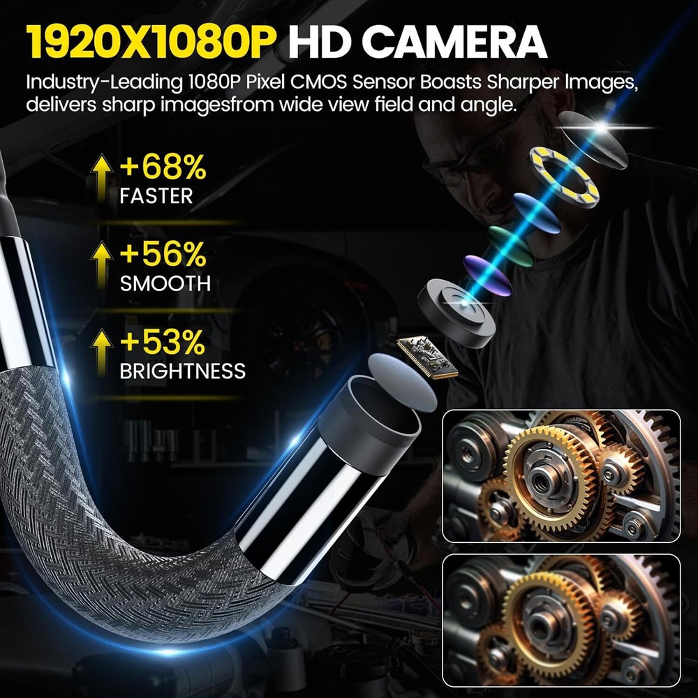 Two-Way Articulating Borescope Camera with Light Rechargeable for Automotive