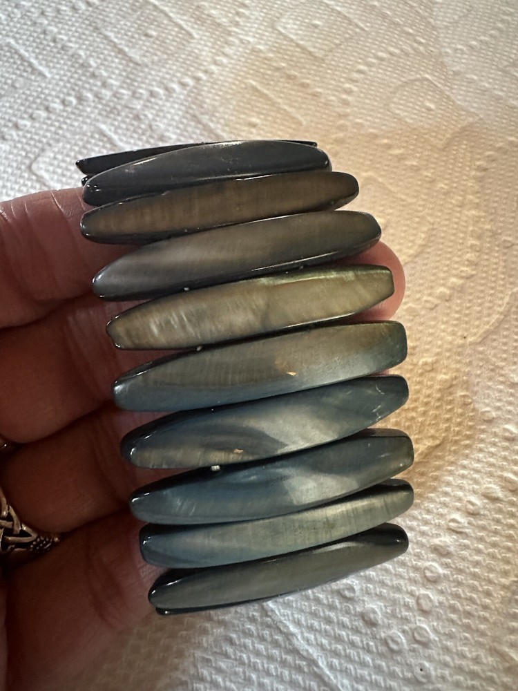 Vintage Blue Abalone Shell Stretch Bracelet