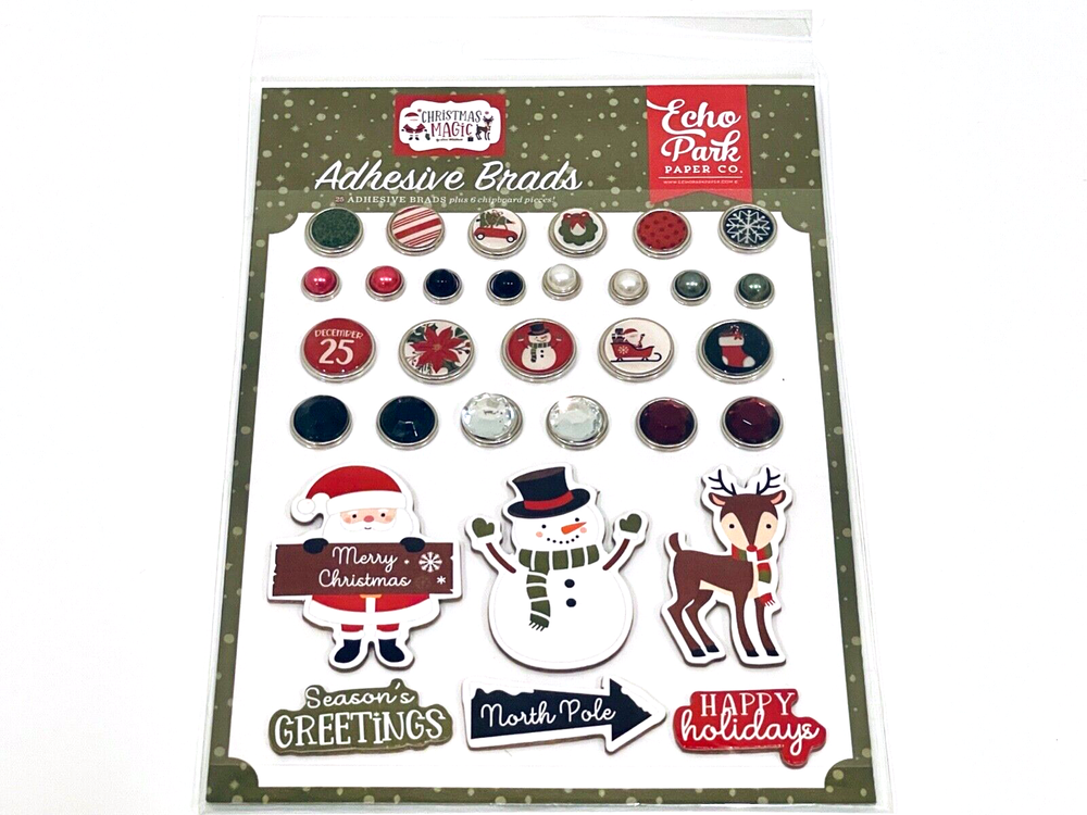 ECHO PARK PAPER CO ADHESIVE DECORATIVE BRADS CHRISTMAS MAGIC
