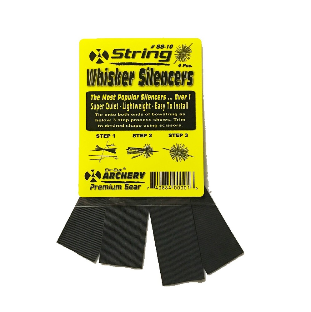 Super Silent WHISKER Archery RUBBER Bow String Silencers Silencer 2 PAIR - BLACK