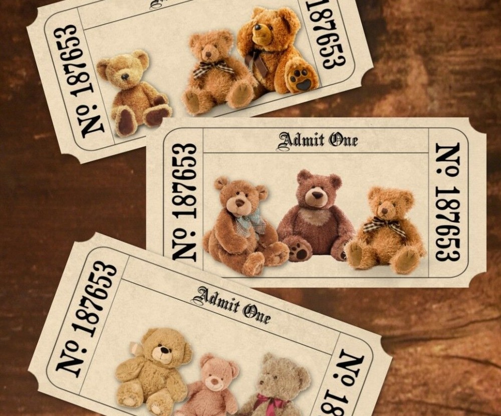 12 Assorted Teddy Bear's Picnic 'Admit One' Tickets