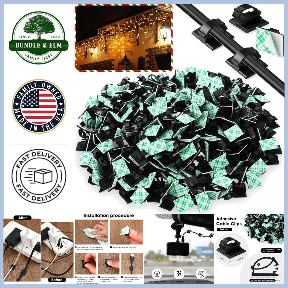 Effortless Cable Organization: 100 Self-Adhesive Wire Holders for Home & Office