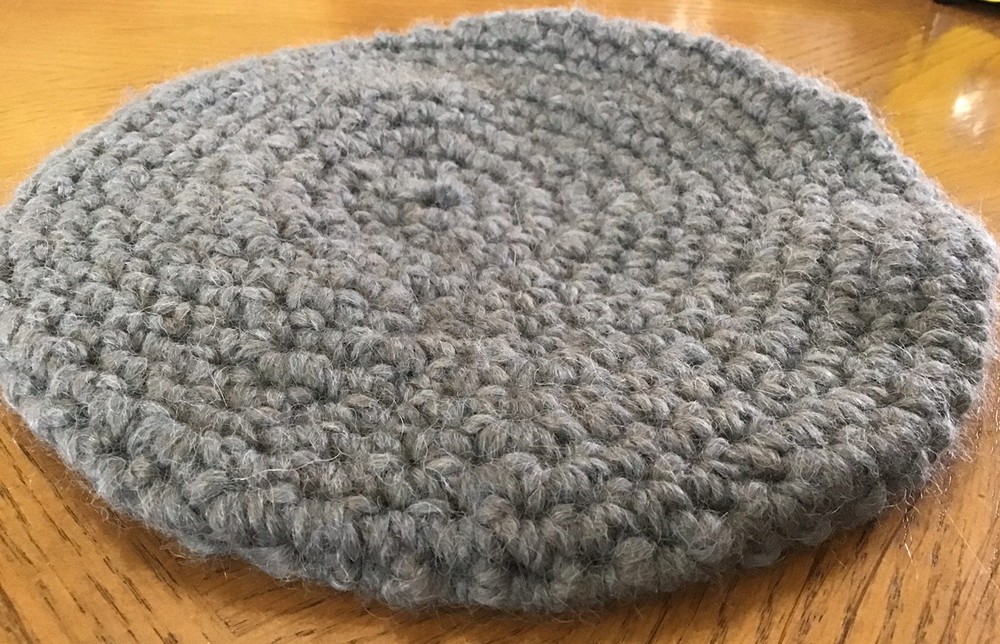 NWT Handmade Gray Beret Hat Crocheted With Alpaca Yarn Cap
