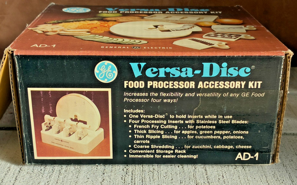 GE Versa-Disc Food Processor Accessory Kit ~ AD-1 ~ w/ 4 Blades ~ Original Box