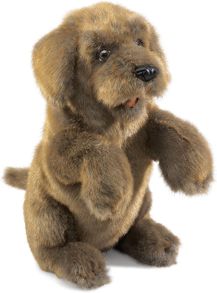 Sitting Dog Hand Puppet, Brown