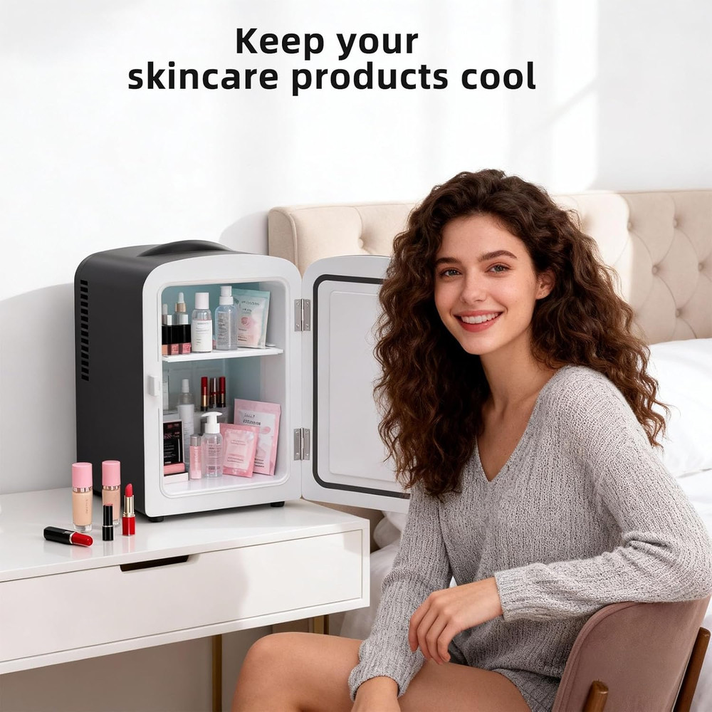 4L/6 Can Portable Mini Fridge Personal Compact Refrigerator Small Cooler