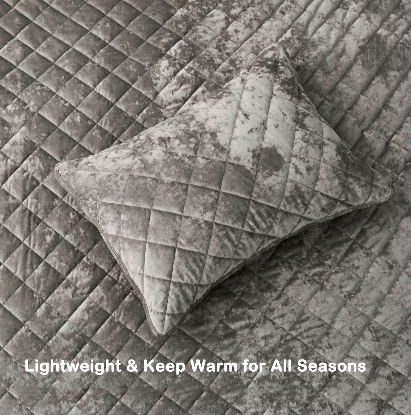 Chezmoi Collection Lux 3-Piece Diamond Stitch Plush Distressed Velvet Quilt Set