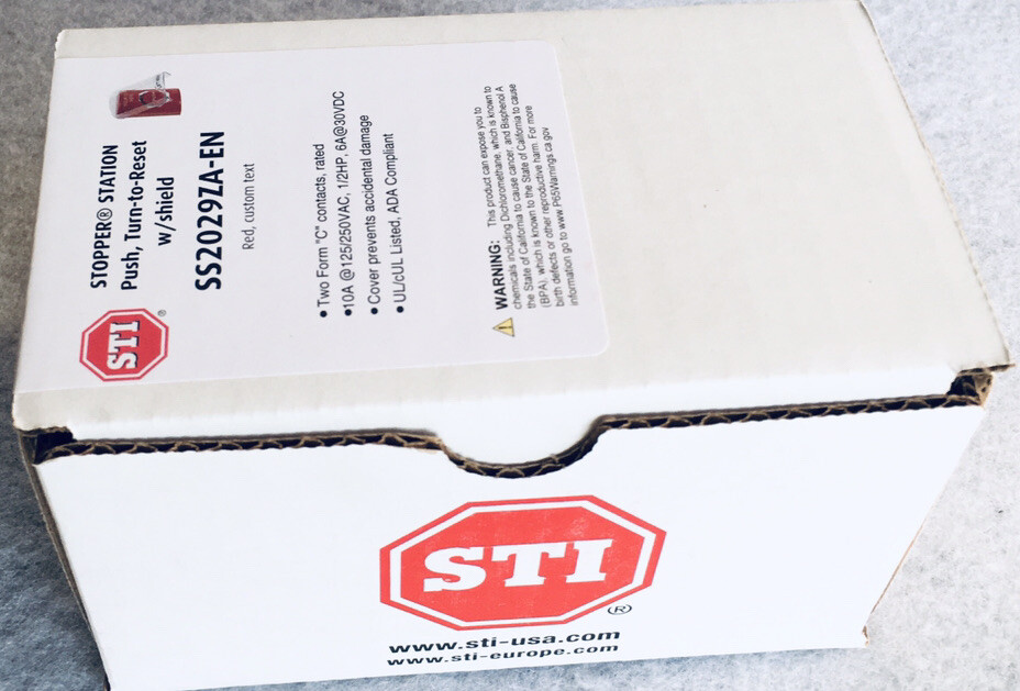 STI SS2029ZA-EN Stopper Station Emergency Exit Push Button with Shield