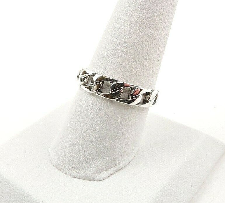 Sterling Silver 4 mm Chain Link Band Ring - Free Gift Packaging