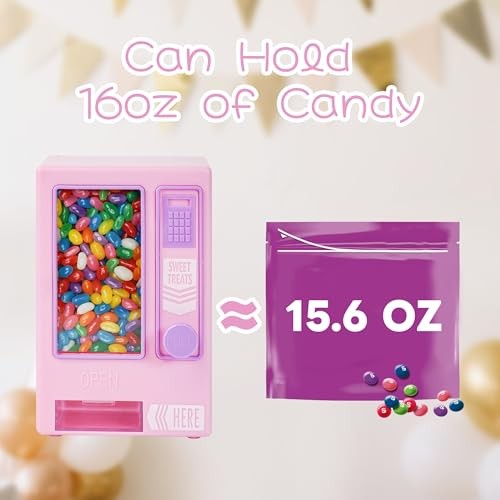 Candy Dispenser, Cute Vending Machine for Desktop, Manual Candy Machine, Pink