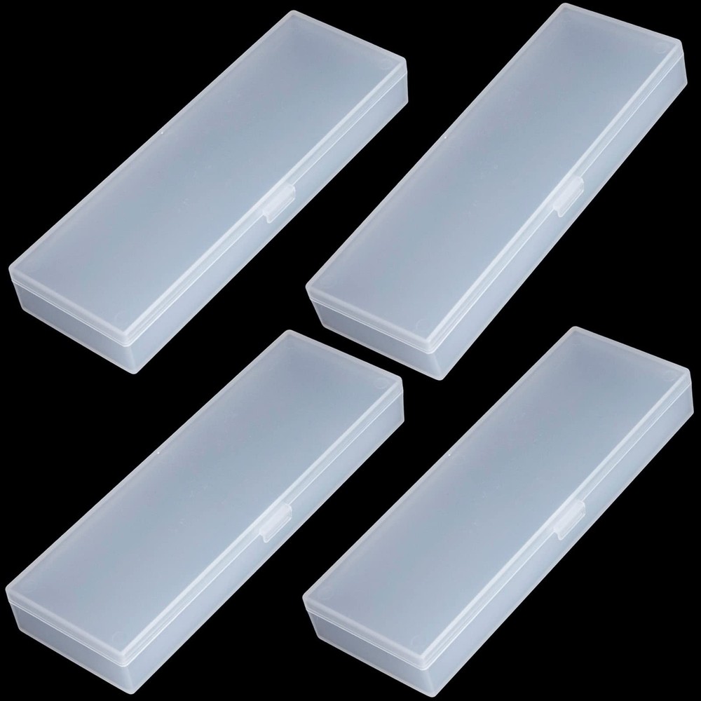 Qeuly 4 Pack 7.2" x 2.5" x 0.98" Small Rectangle Plastic Case Translucent