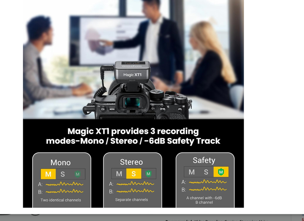 GODOX Magic XT1 Touchscreen Wireless Lavalier Microphone for Camera/Android/iPho