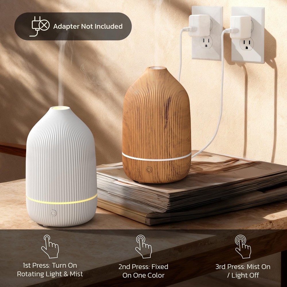 Essential Oil Diffuser, 100ml Aromatherapy Mini Ultrasonic White