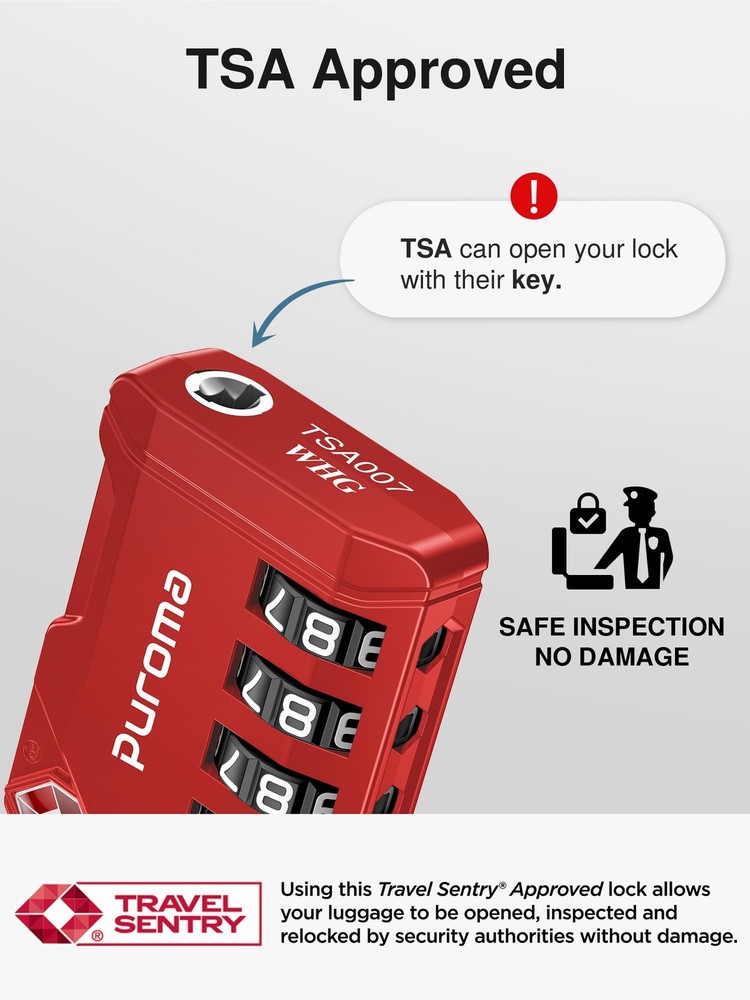 TSA Approved Luggage Locks, 2 Pack 4 Digit Resettable Travel Combination Code...