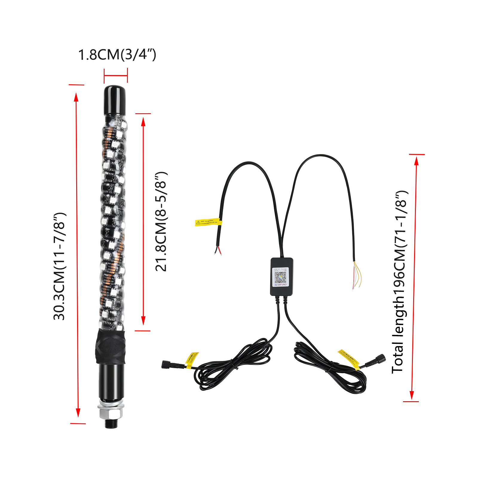 For Can-am Outlander 570 XMR X3 2PCS 1FT LED Whip Lights RGB Chasing Antenna