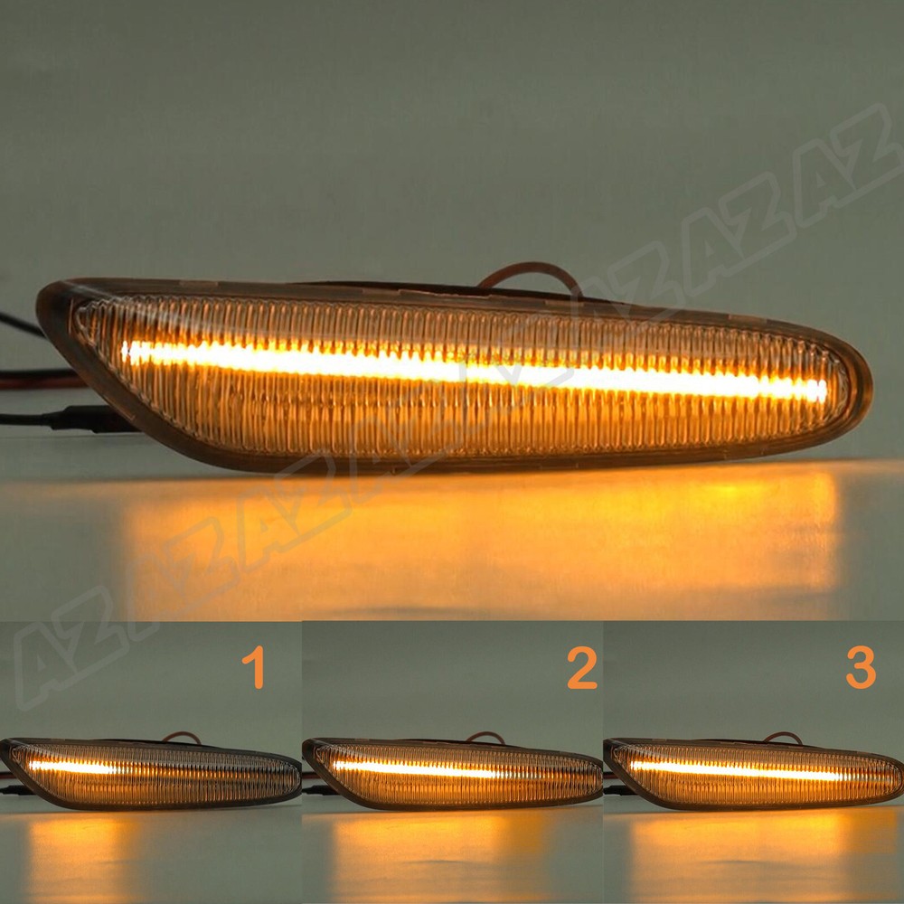 2pcs Dynamic LED Side Marker Signal Light Clear For BMW E90 E91 E92 E60 E61 E82