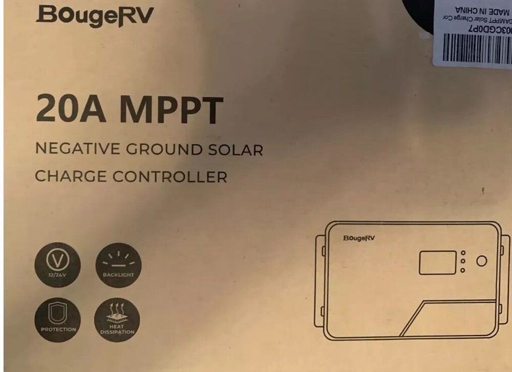 BougeRV 20A MPPT Negative Ground Solar Charge Controller -Charger Contoller Only