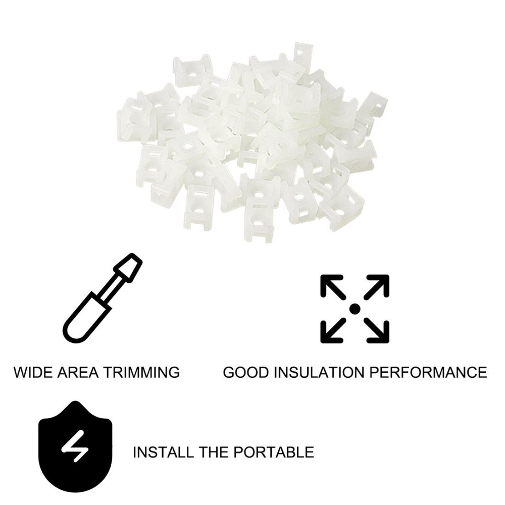 100Pcs Saddle Type Wire Base 9mm Cable Tie Mount White