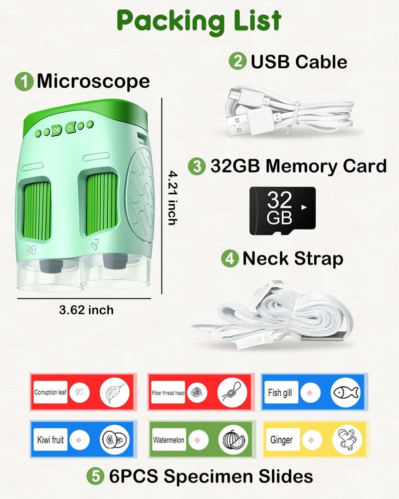 1000X Handheld Microscope for Kids Temodu 4K 2.0 Screen Educational Science Ki