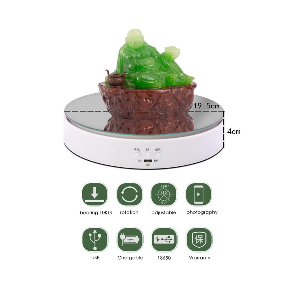 Motorized Rotating Stand, 7.67Inch Max Loading 22Lb Battery USB Use Display T...
