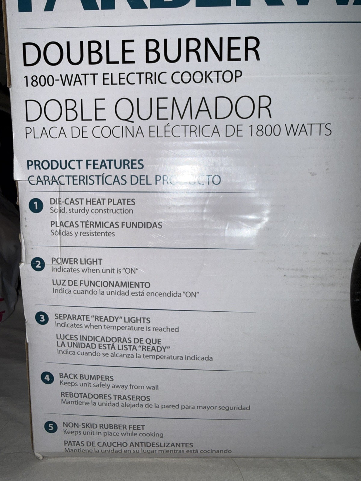 Farberware Royalty 1800 Watt Double Burner Black Electric Cooktop
