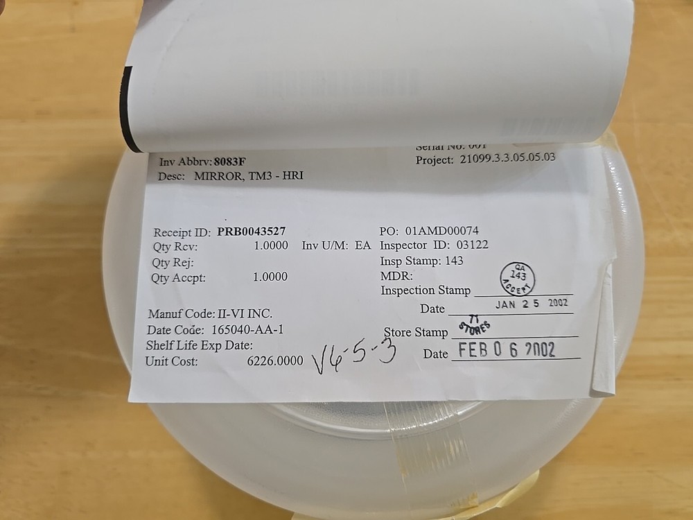Flown Flight Hardware Mirror, TM3-HRI 2002 |