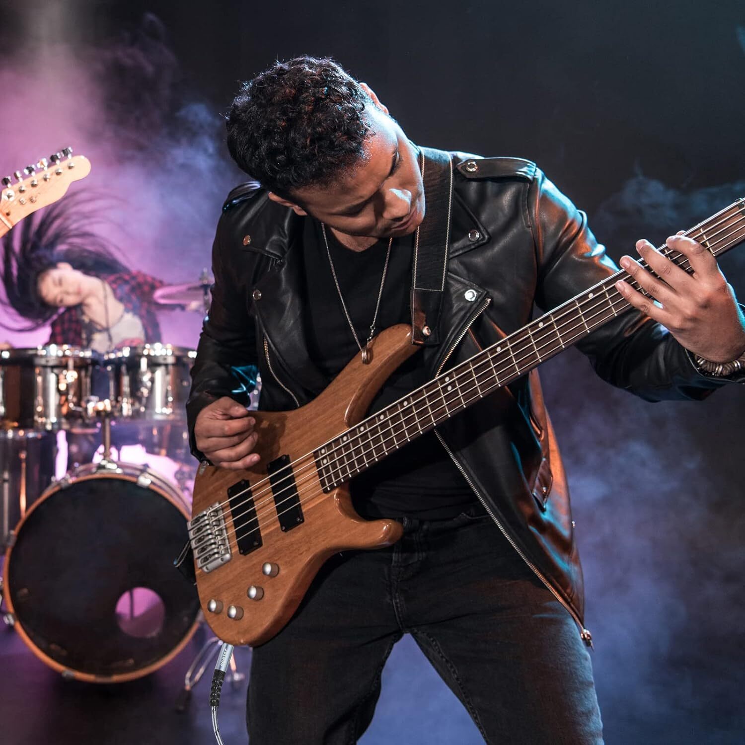 6FT Stereo Cable 1/4 Inch Male Trs Speaker Amp Noiseless Guitar Cable