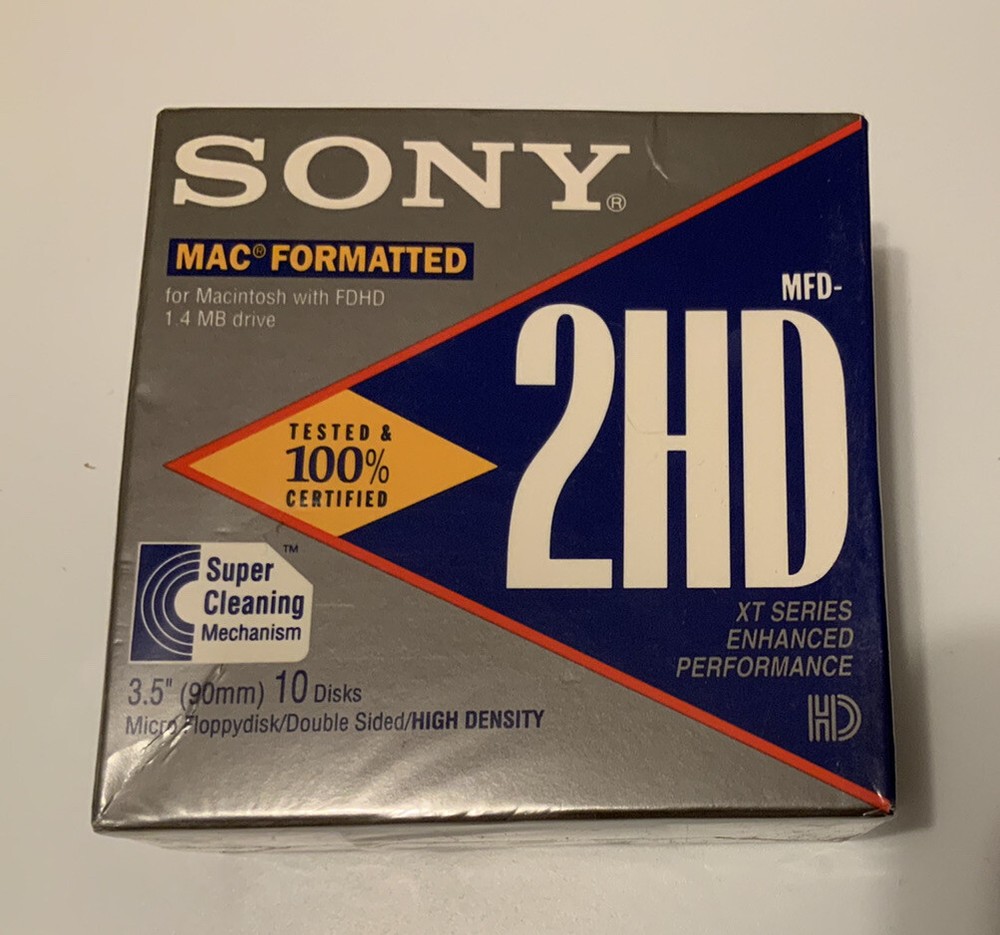 Sealed 10-Pack Sony 3.5" Micro Floppy Disks - MFD-2HD- Mac Formatted