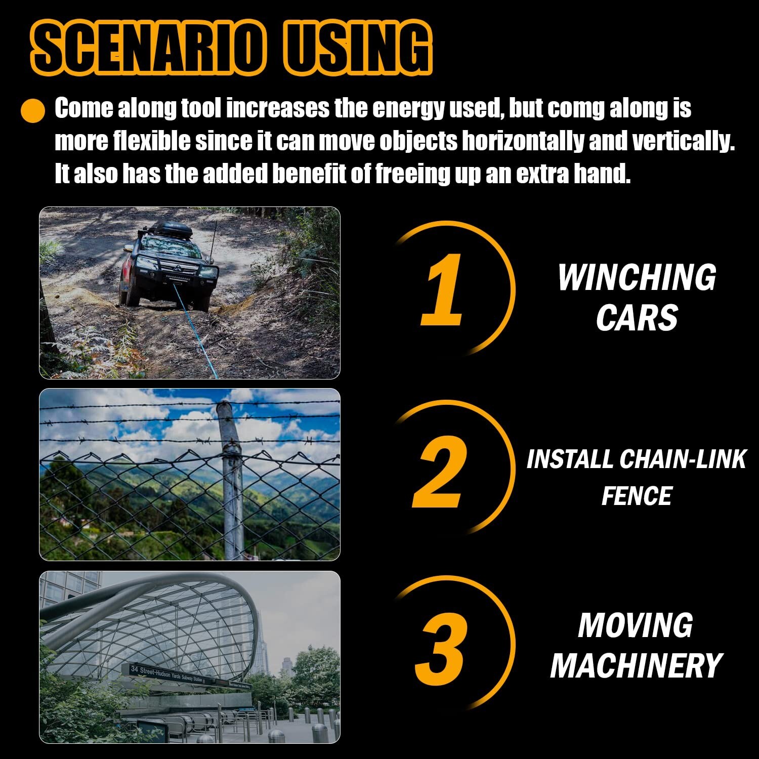 Come Along 1 Ton Cable Winch Puller Double Rope 7Ft Heavy Duty Hand Puller 2200L