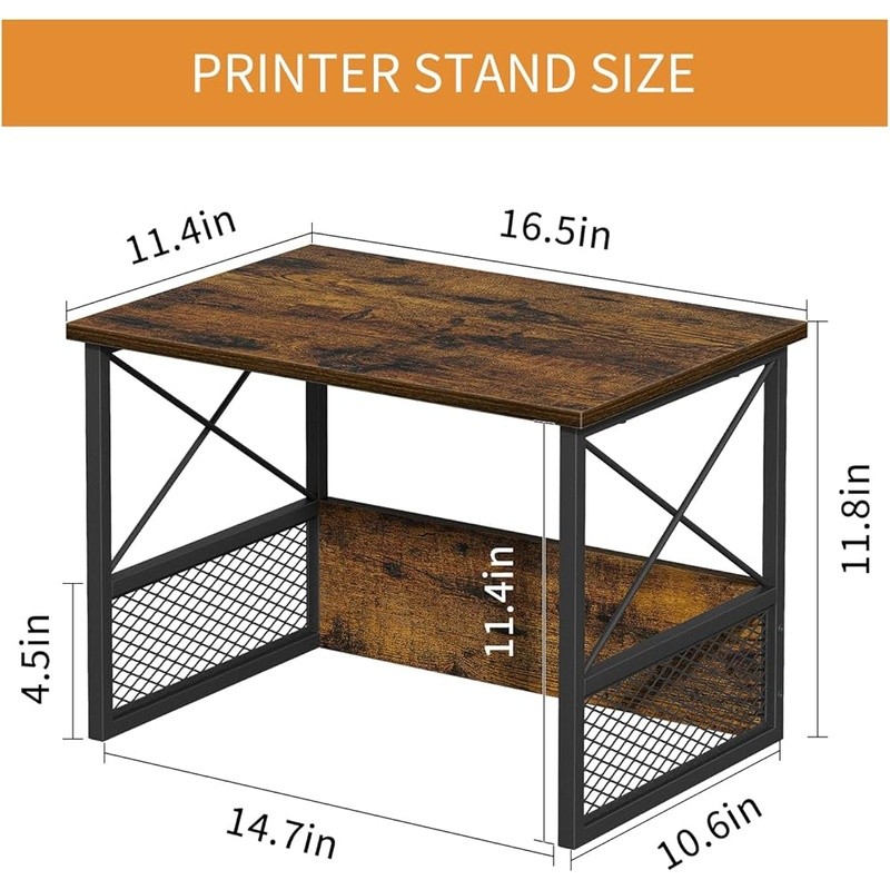 Sturdy Printer Stand Organizer Desk Multifunctional Storage Shelf Easy Assembly
