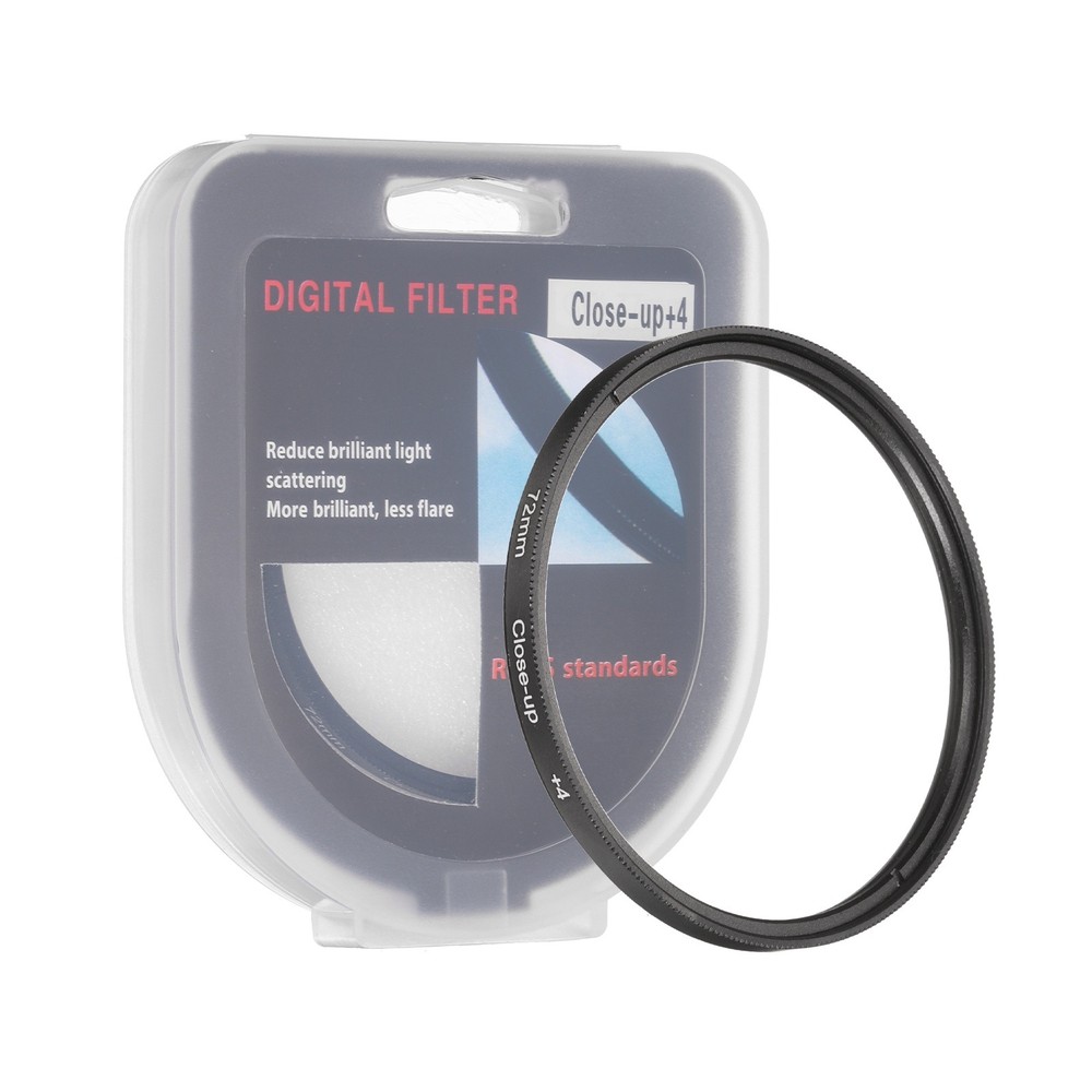 72mm Close-up Filter Macro Lens Filter +4 Diopter Magnification with Cap, Black