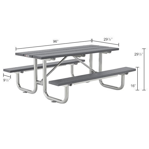 Global Industrial Outdoor 8' Rectangular Picnic Table Recycled Plastic with