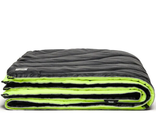 New RUMPL X CARHARTT ORIGINAL PUFFY Black Lime Camping quilted BLANKET 52 X 75