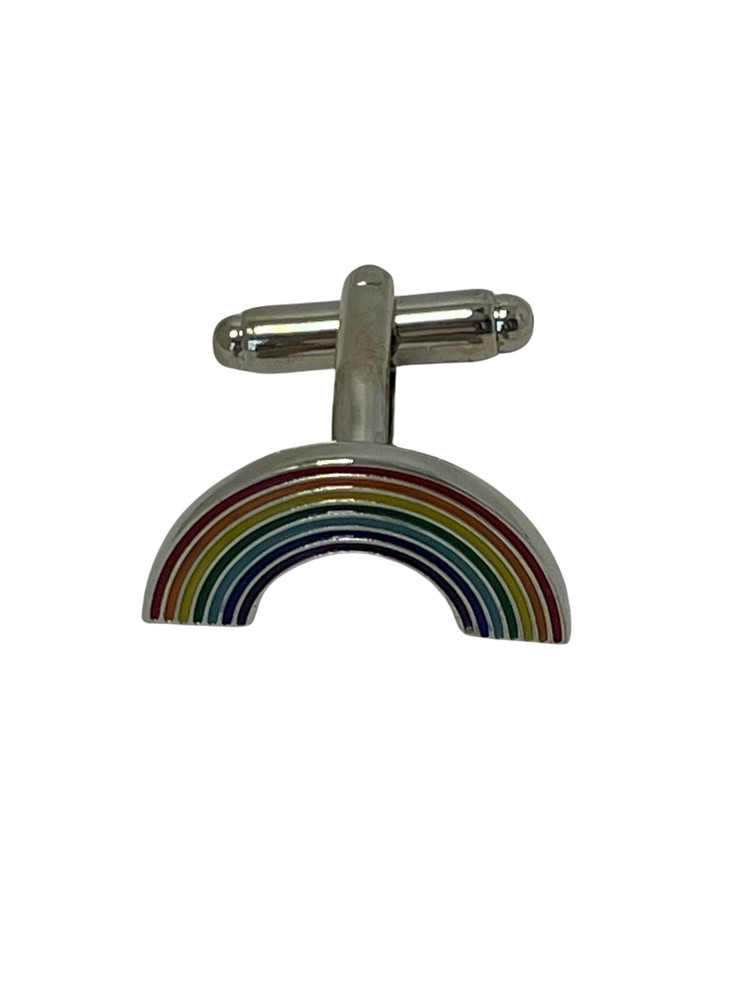 rainbow silver style cufflinks by Frederick Thomasm lgbtqia+