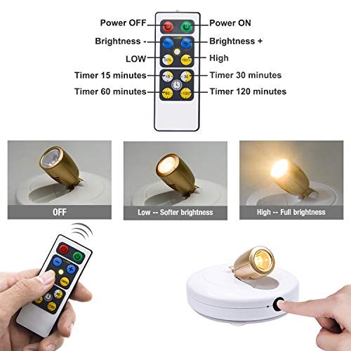 BIGLIGHT Spotlight Battery Operated, LED Puck Light, Dimmable Uplight with